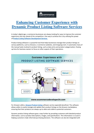 Enhancing Customer Experience with Dynamic Product Listing Software Services