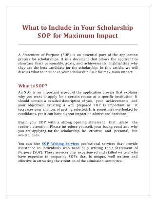 What to Include in Your Scholarship SOP for Maximum Impact