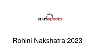 Rohini Nakshatra 2023