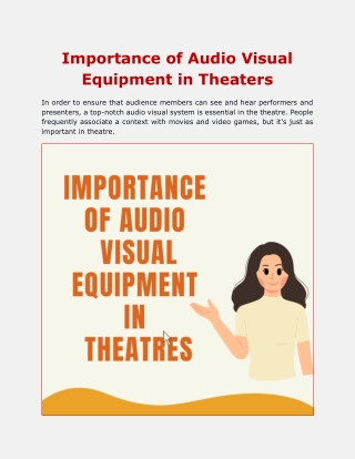 Importance of Audio Visual  Equipment in Theaters