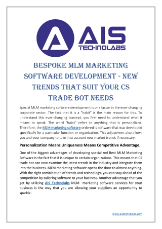 Bespoke MLM Marketing Software Development