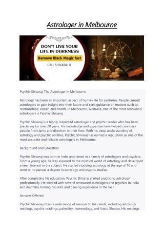 Astrologer in Melbourne
