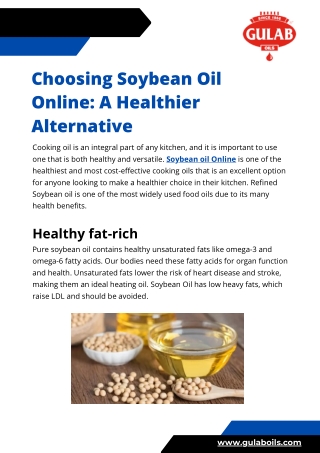 Choosing Soybean Oil Online A Healthier Alternative