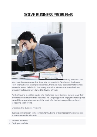 SOLVE BUSINESS PROBLEMS