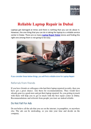 Reliable Laptop Repair in Dubai