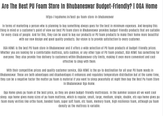 Are The Best PU Foam Store In Bhubaneswar Budget-Friendly? | OGA Home