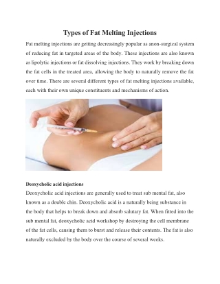 Types of Fat Melting Injections
