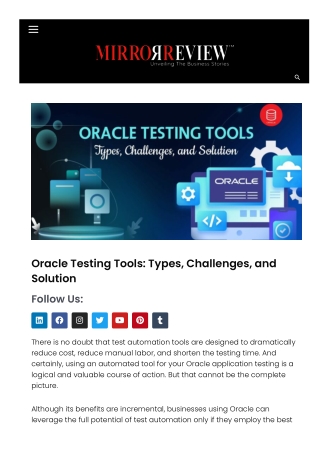 Oracle Testing Tools Types, Challenges, and Solution