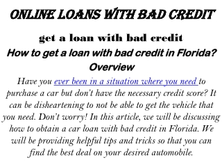 online loans with bad credit