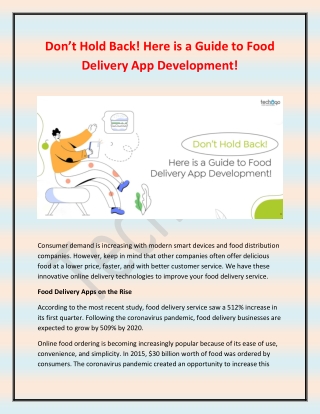 Don’t Hold Back! Here is a Guide to Food Delivery App Development