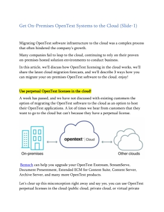 Get On-Premises OpenText Systems to the Cloud (Slide-1)