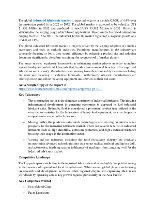 Industrial Lubricants Market Size, Share & Forecast to 2032