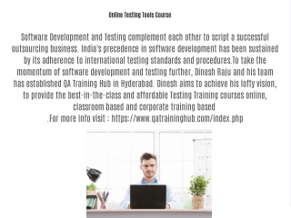 Online Testing Tools Course