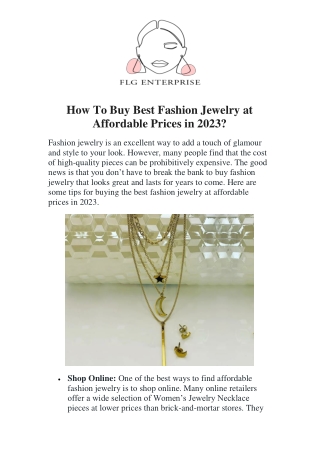 How To Buy Best Fashion Jewelry at Affordable Prices in 2023 - FLG Enterprise Store