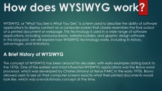 How does WYSIWYG work