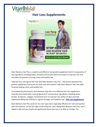 Hair Loss Supplements