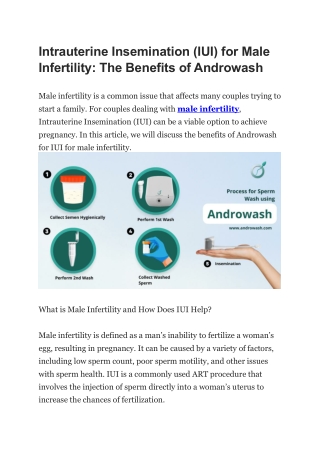 Intrauterine Insemination (IUI) for Male Infertility- The Benefits of Androwash