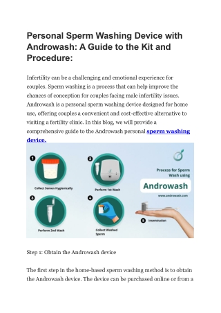 Personal Sperm Washing Device with Androwash- A Guide to the Kit and Procedure