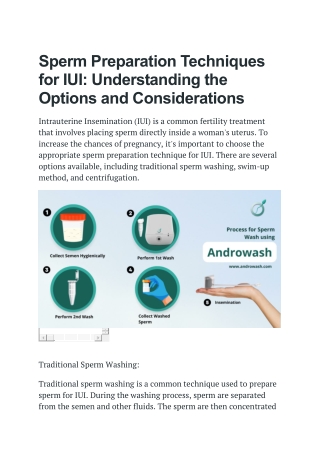 Sperm Preparation Techniques for IUI- Understanding the Options and Considerations