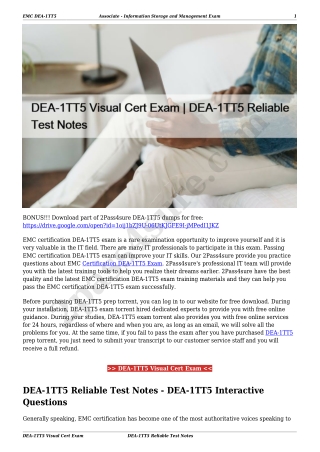 DEA-1TT5 Visual Cert Exam | DEA-1TT5 Reliable Test Notes