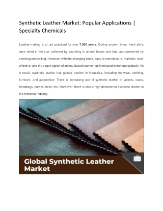Synthetic Leather Market: Popular Applications | Specialty Chemicals