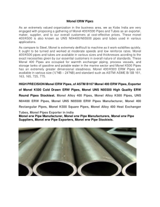 Monel ALLOY 400 ( 2.4360) erw Pipes Exporters