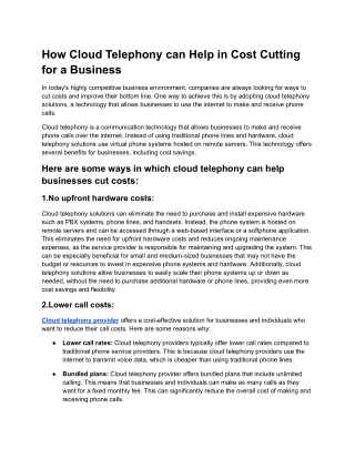 How Cloud Telephony can Help in Cost Cutting for a Business.docx