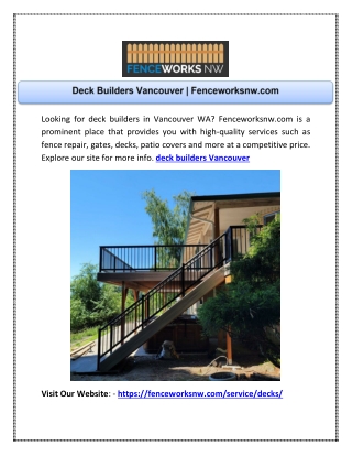 Deck Builders Vancouver | Fenceworksnw.com