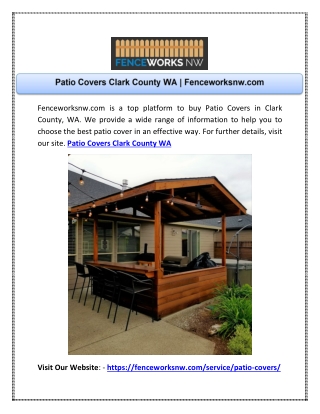 Patio Covers Clark County WA | Fenceworksnw.com