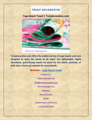 Yoga Beach Towel | Trulydecorative.com