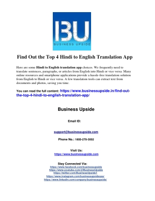 BU India - Find Out the Top 4 Hindi to English Translation App