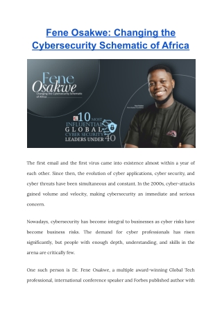 Fene Osakwe Changing the Cybersecurity Schematic of Africa