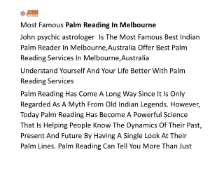 Most Famous Palm Reading In Melbourne