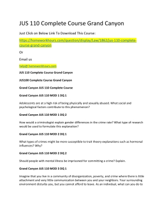 JUS 110 Complete Course Grand Canyon