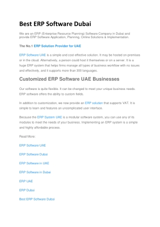 Best ERP Software Dubai