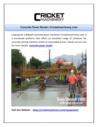 Concrete Paver Rental | Cricketmachinery.com