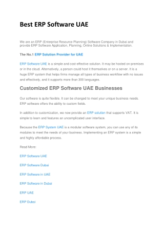 Best ERP Software UAE