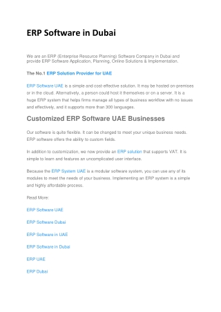ERP Software in Dubai