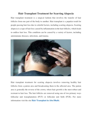 Hair Transplant Treatment for Scarring Alopecia