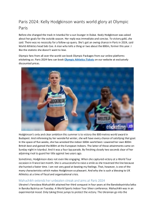 Paris 2024 Kelly Hodgkinson wants world glory at Olympic Paris