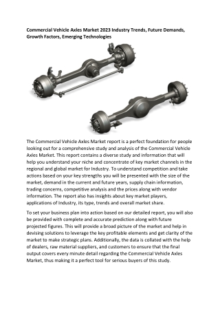 Commercial Vehicle Axles Market