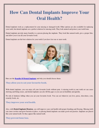 How Can Dental Implants Improve Your Oral Health?