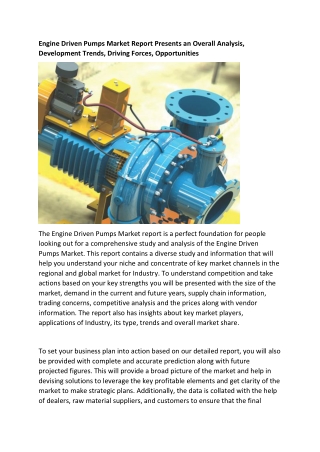 Engine Driven Pumps Market