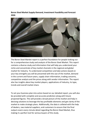 Boron Steel Market
