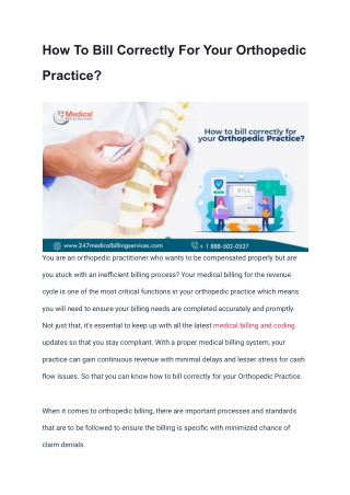 How To Bill Correctly For Your Orthopedic Practice_