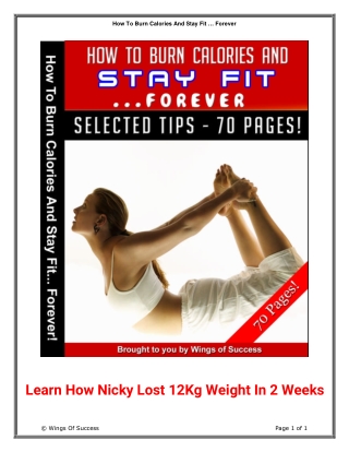 How To Burn Calories And Stay Fit Forever
