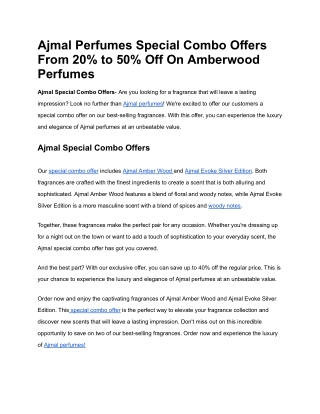 Ajmal Perfumes Special Combo Offers From 20% to 50% Off On Amberwood Perfumes (1)