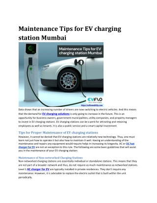 Maintenance Tips for EV charging station Mumbai