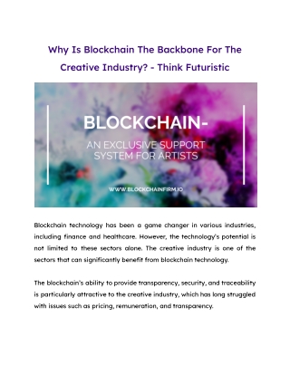 Blockchain in creative industry-  Blockchain Firm