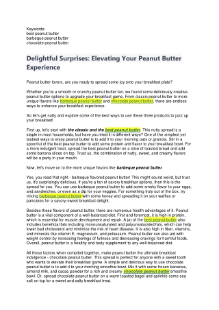 Delightful Surprises -Elevating Your Peanut Butter Experience